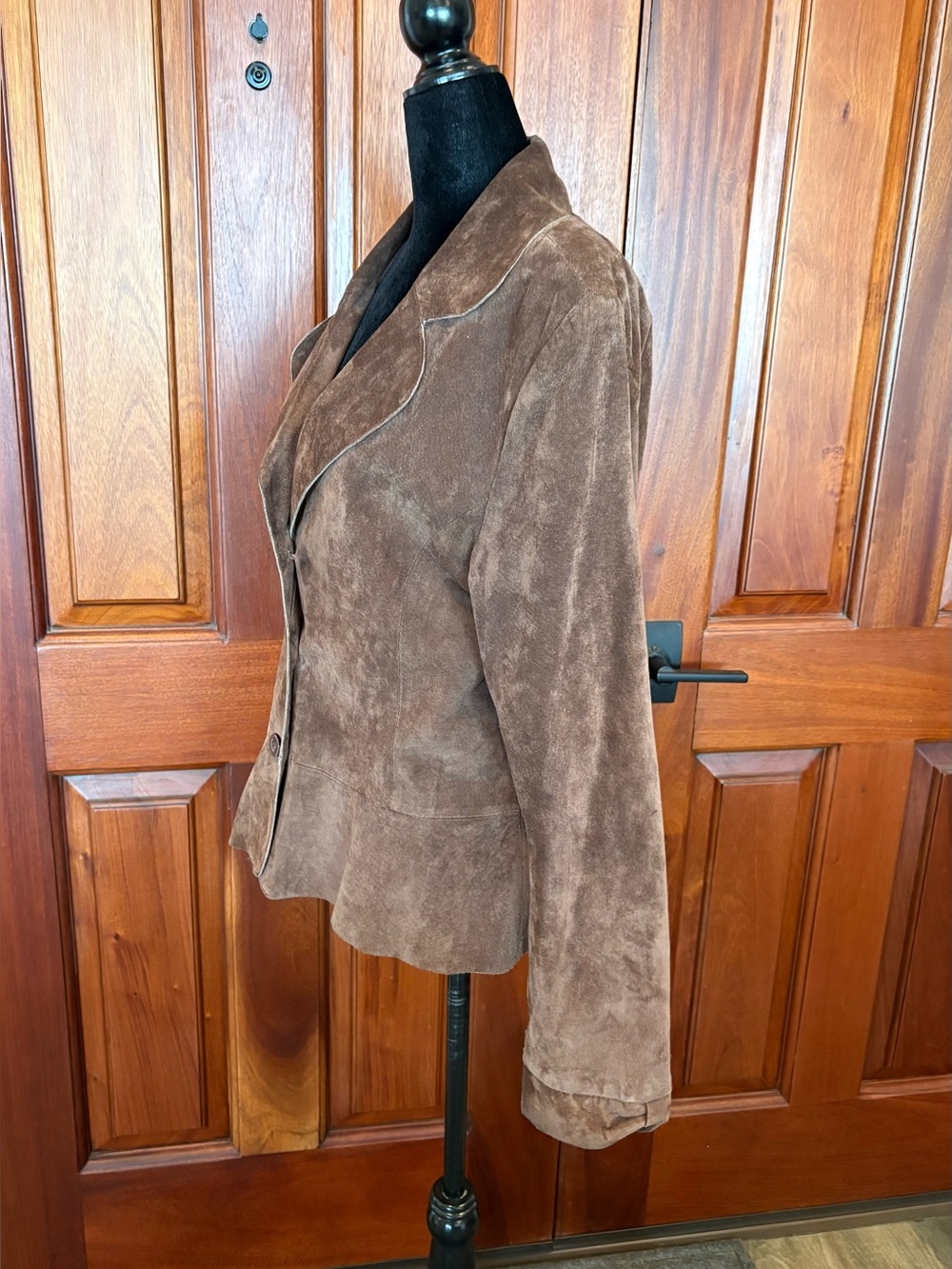 Uniform John Paul Richard Women L Brown Suede Leather Jacket Peplum Y2K